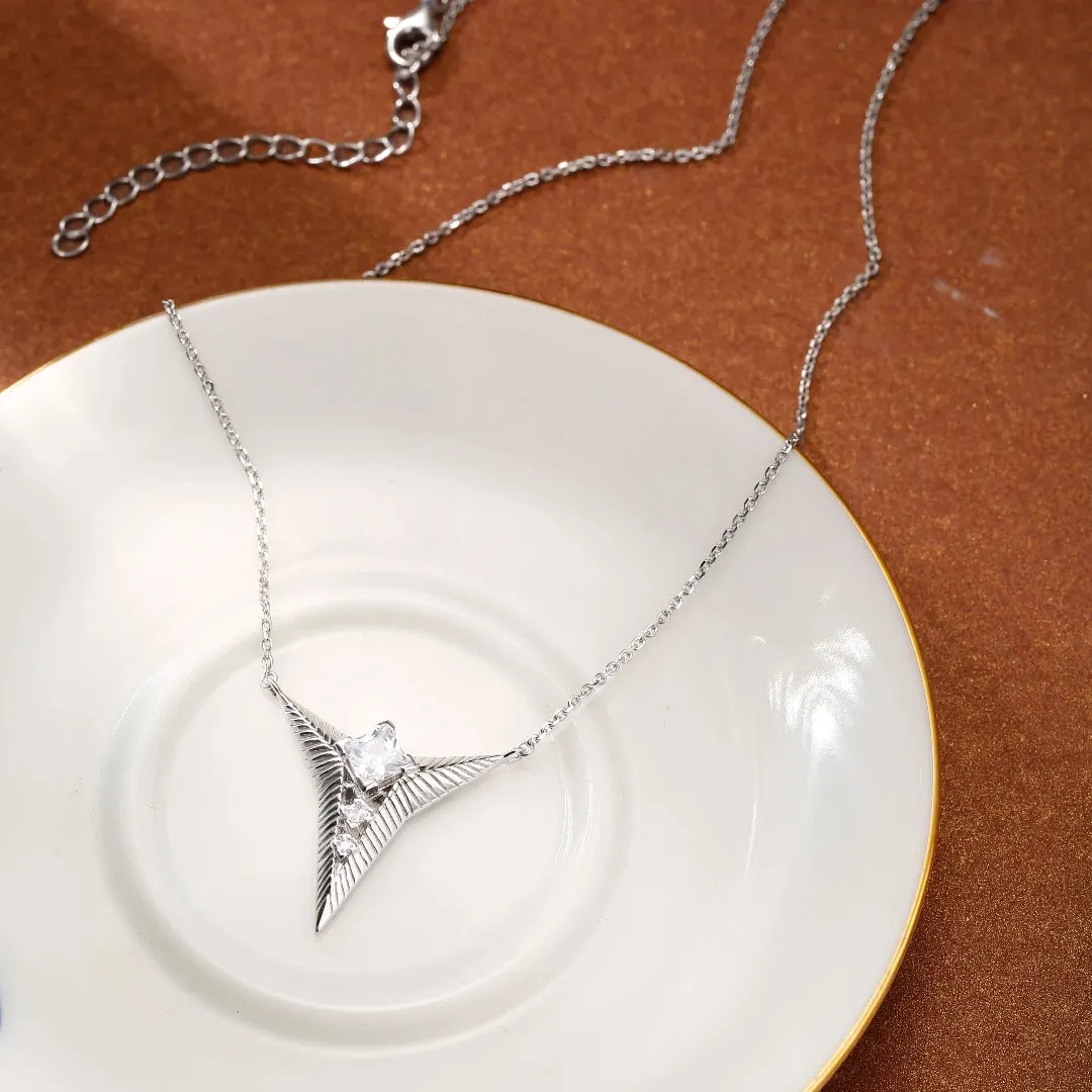 Triangle Cubic Zirconia Diamond Necklace Falling star Collection Designed by Ida Eckhel