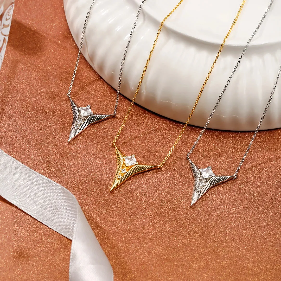 Triangle Cubic Zirconia Diamond Necklace Falling star Collection Designed by Ida Eckhel