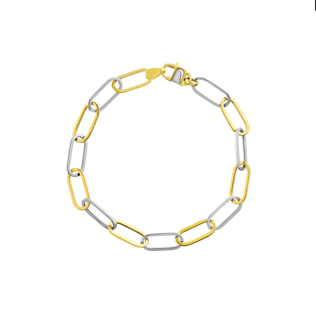 Two Tone Paperclip Chain Bracelet