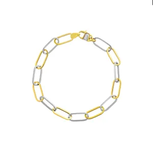 Two Tone Paperclip Chain Bracelet