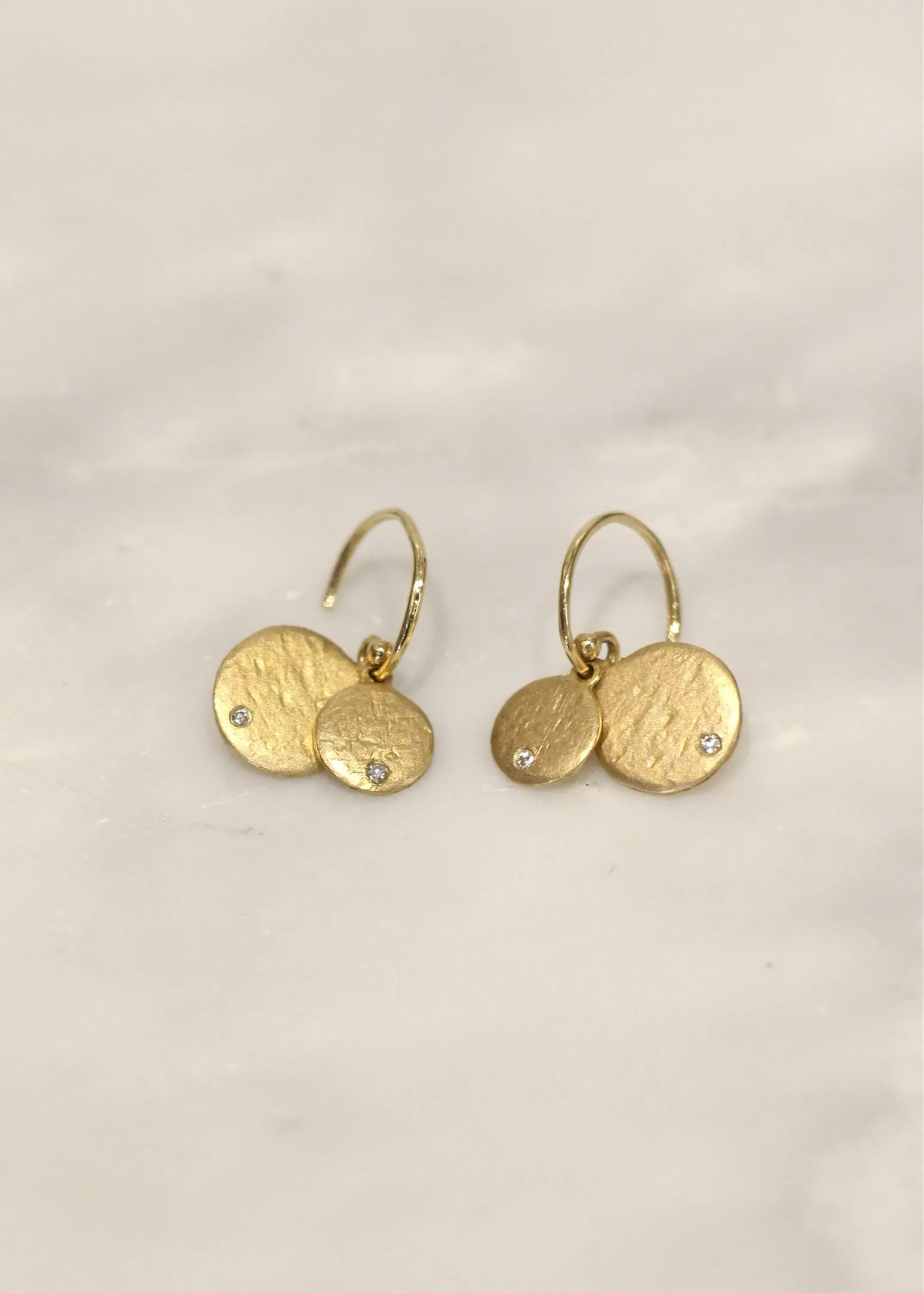 Victoria Cunningham | 14k Gold Double Disc   Diamond Earrings