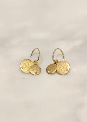 Victoria Cunningham | 14k Gold Double Disc   Diamond Earrings