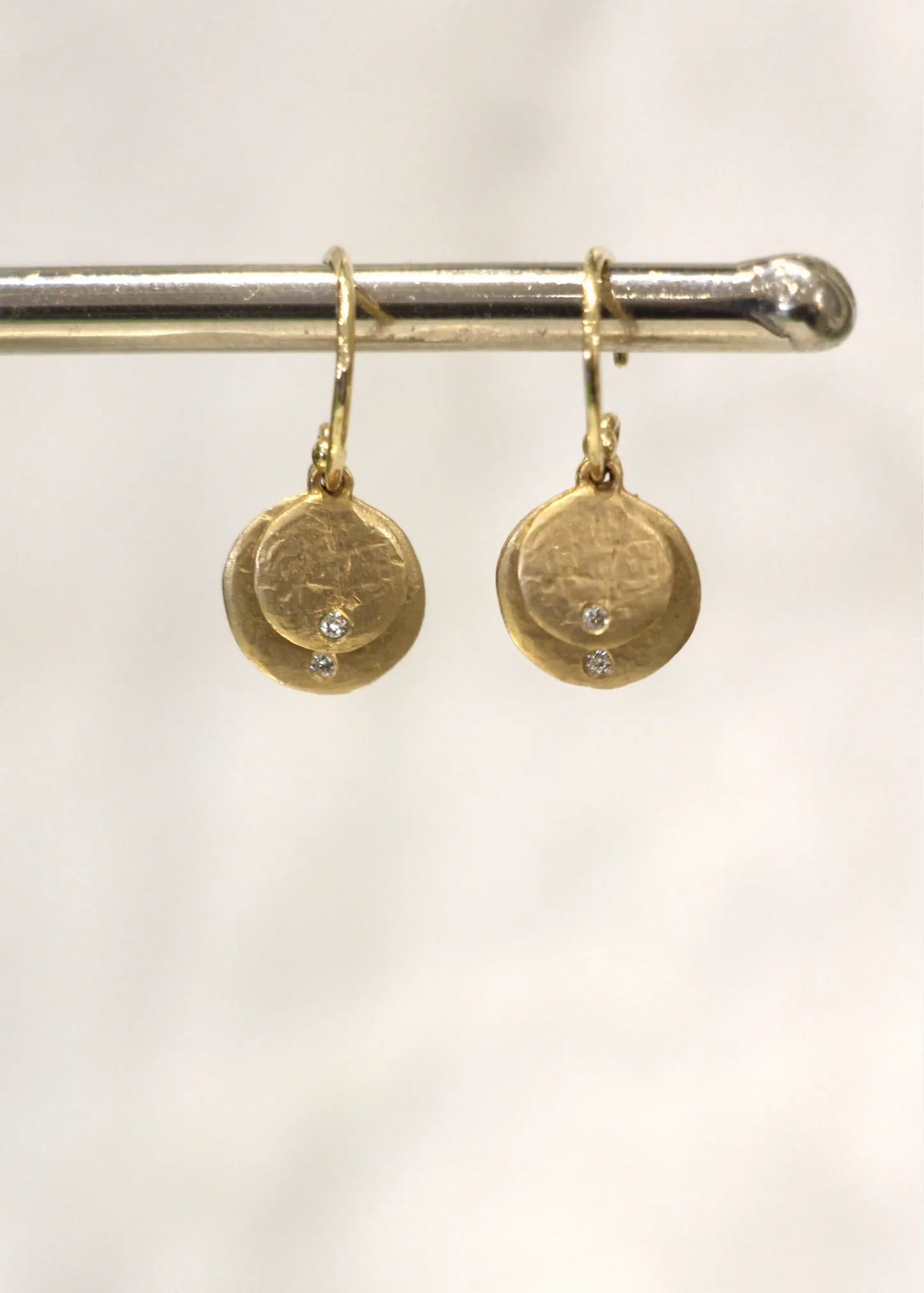 Victoria Cunningham | 14k Gold Double Disc   Diamond Earrings