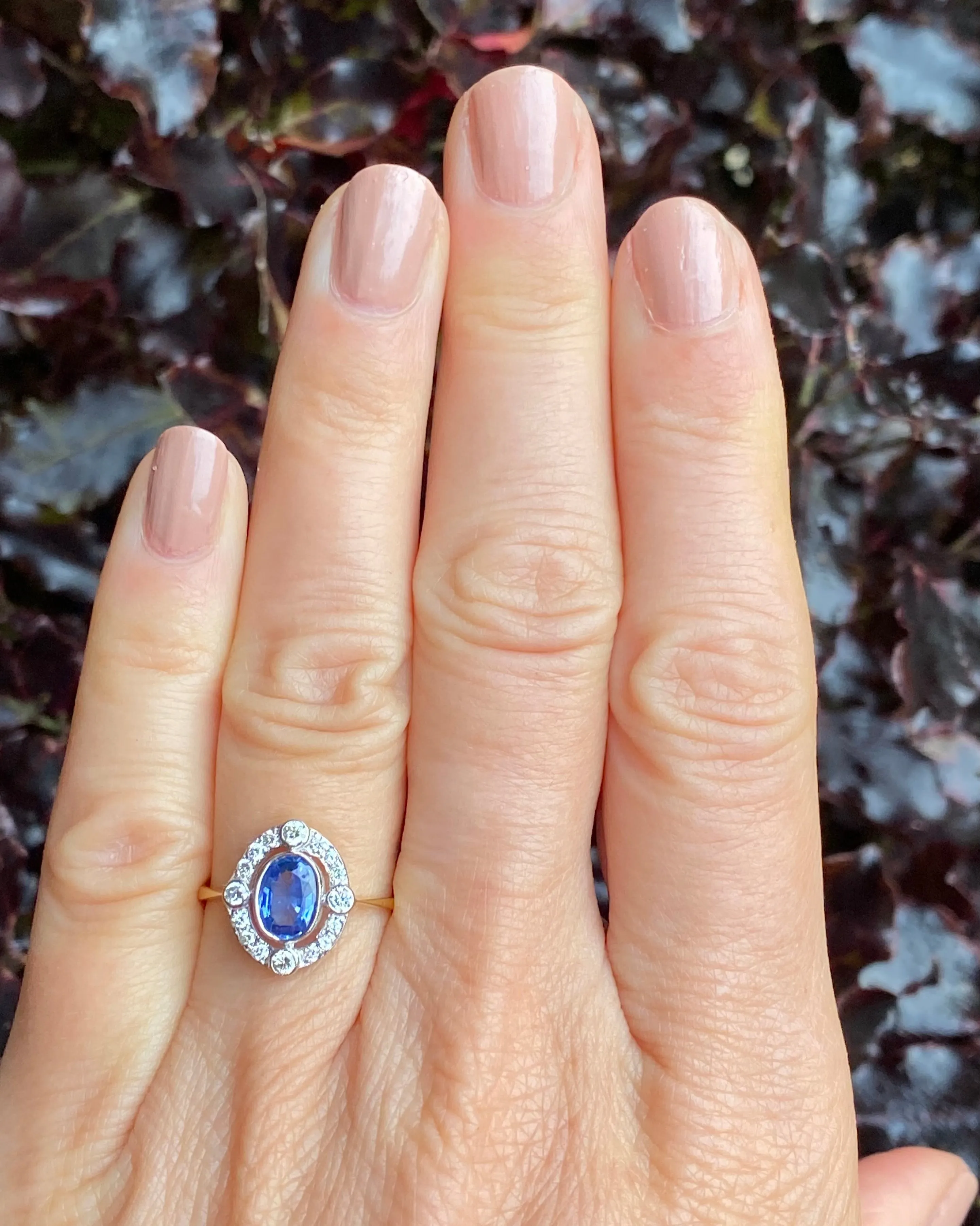 Victorian Sapphire and Diamond Cluster Ring Platinum 0.35ct   1.0ct