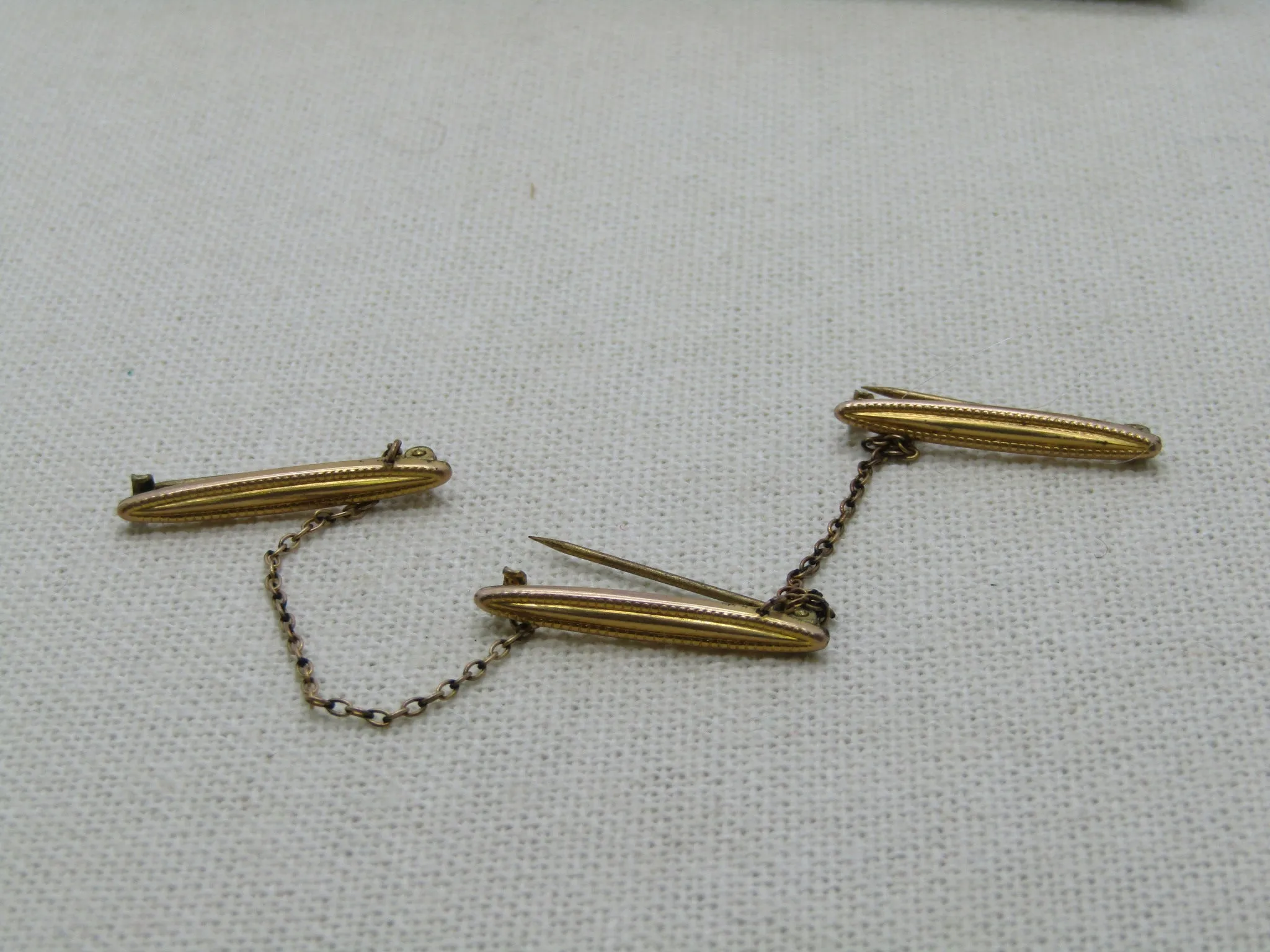 Victorian Scatter Bar Brooch Set of Three Pins, Gold Filled, C-Clasps