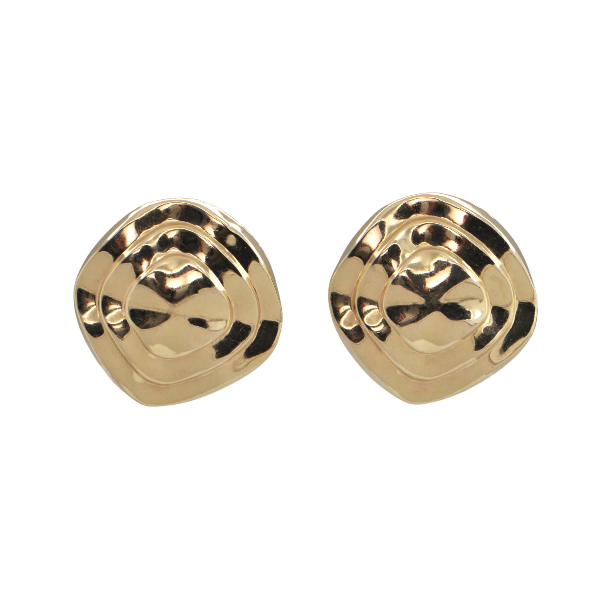 Vintage 14K Gold Puffed Large Semi-Round Earrings
