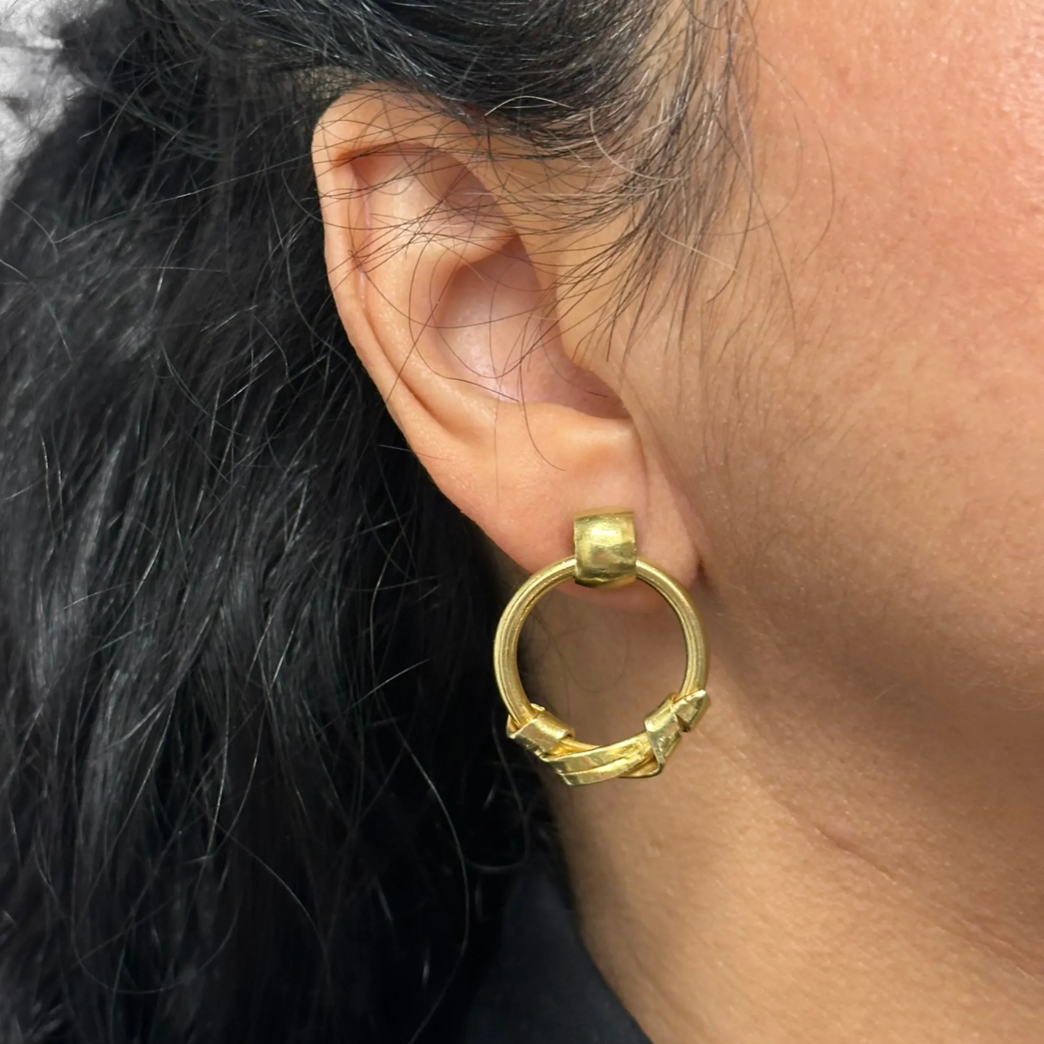 Vintage 18k Gold Door Knocker Style Earrings