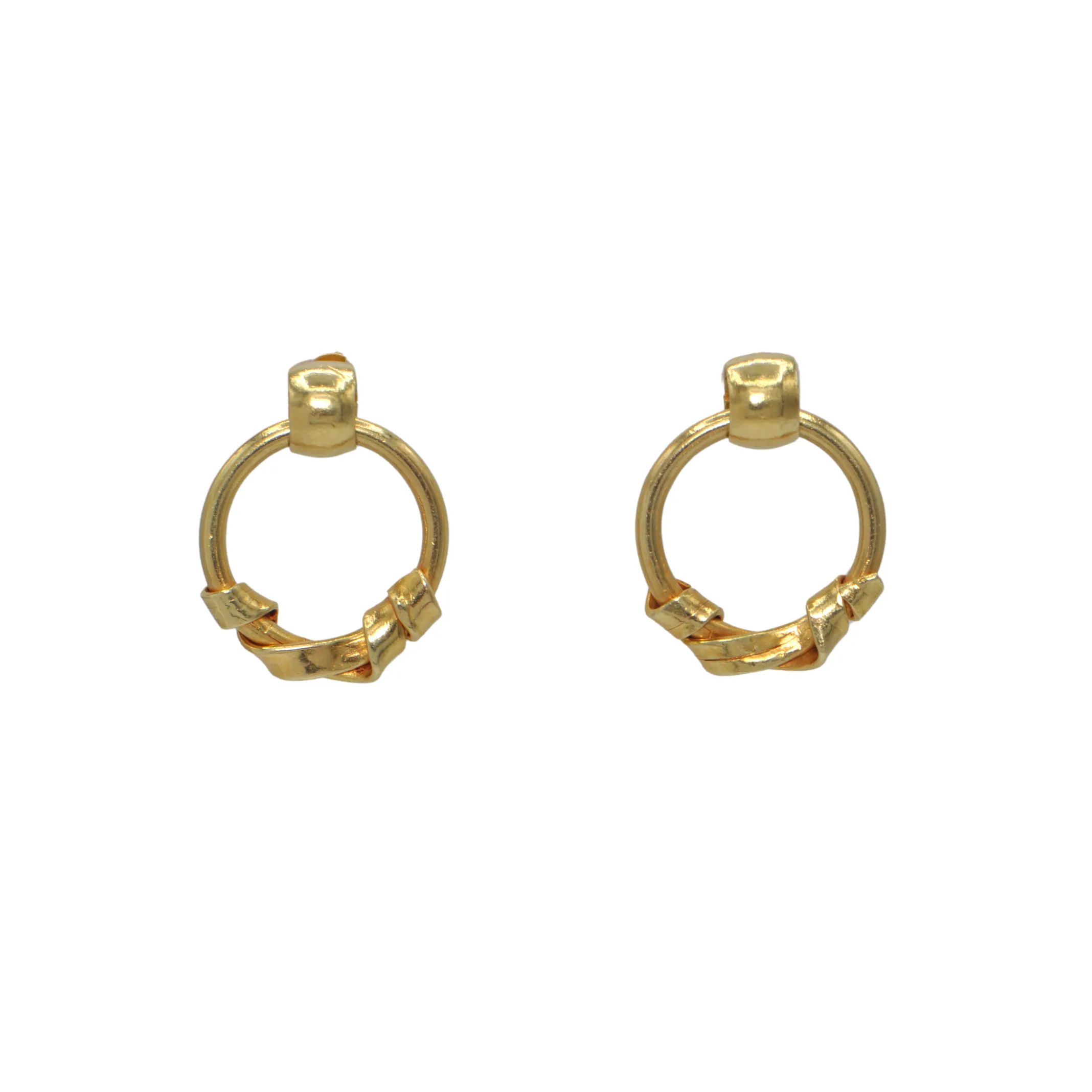 Vintage 18k Gold Door Knocker Style Earrings