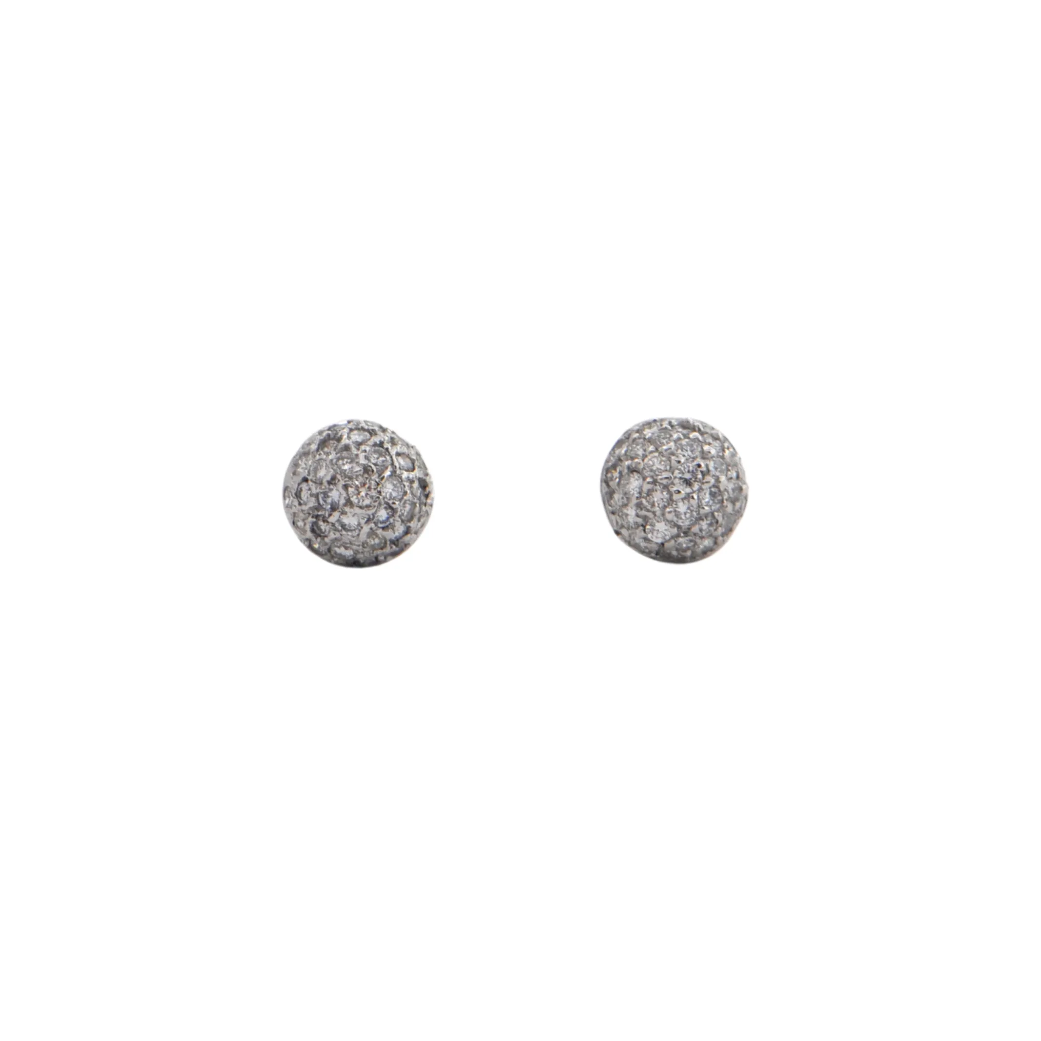 Vintage 18K White Gold Domed Cluster Diamond Stud Earrings
