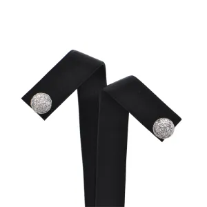 Vintage 18K White Gold Domed Cluster Diamond Stud Earrings