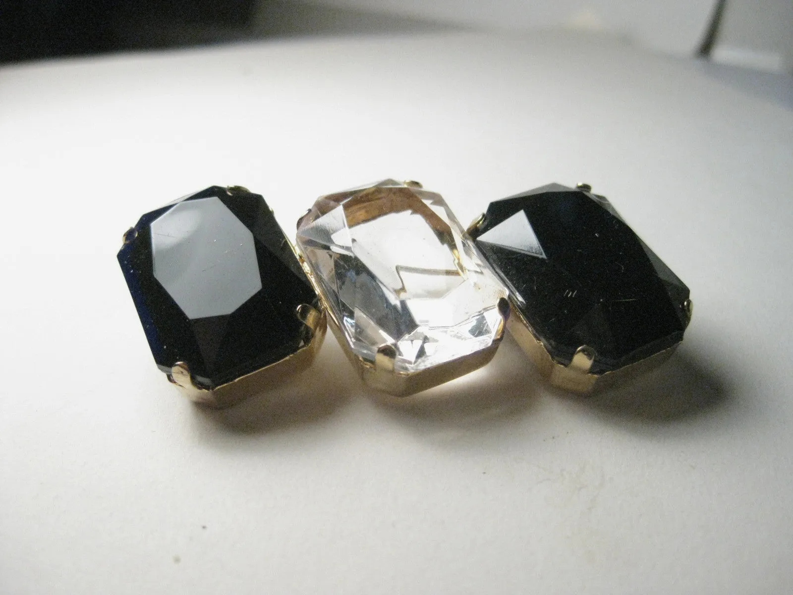 Vintage 1980's Black/Clear Huge Rhinestone Brooch