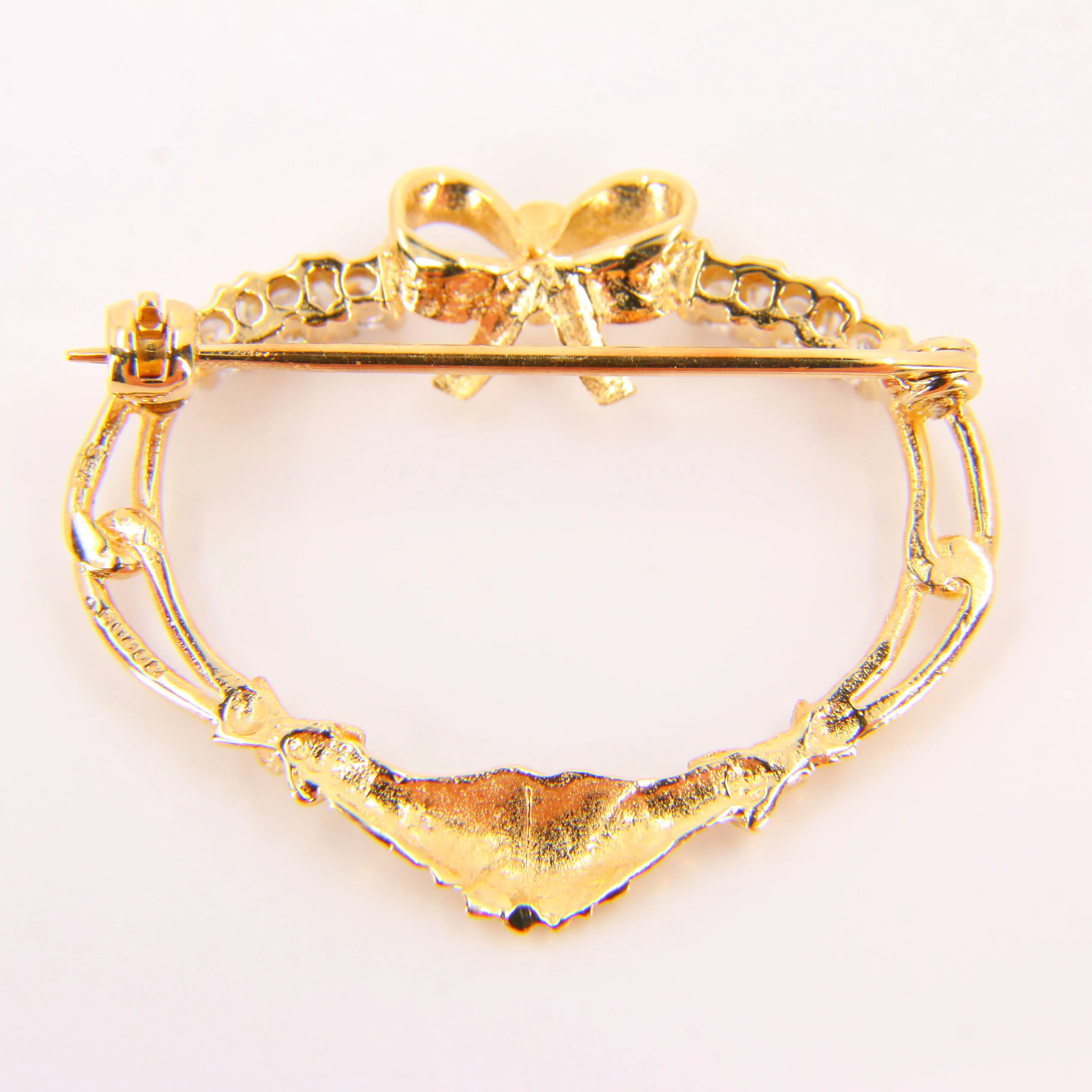 Vintage 9ct Irish Claddagh Gem Set Pin Brooch Yellow Gold Hallmarked Brooch