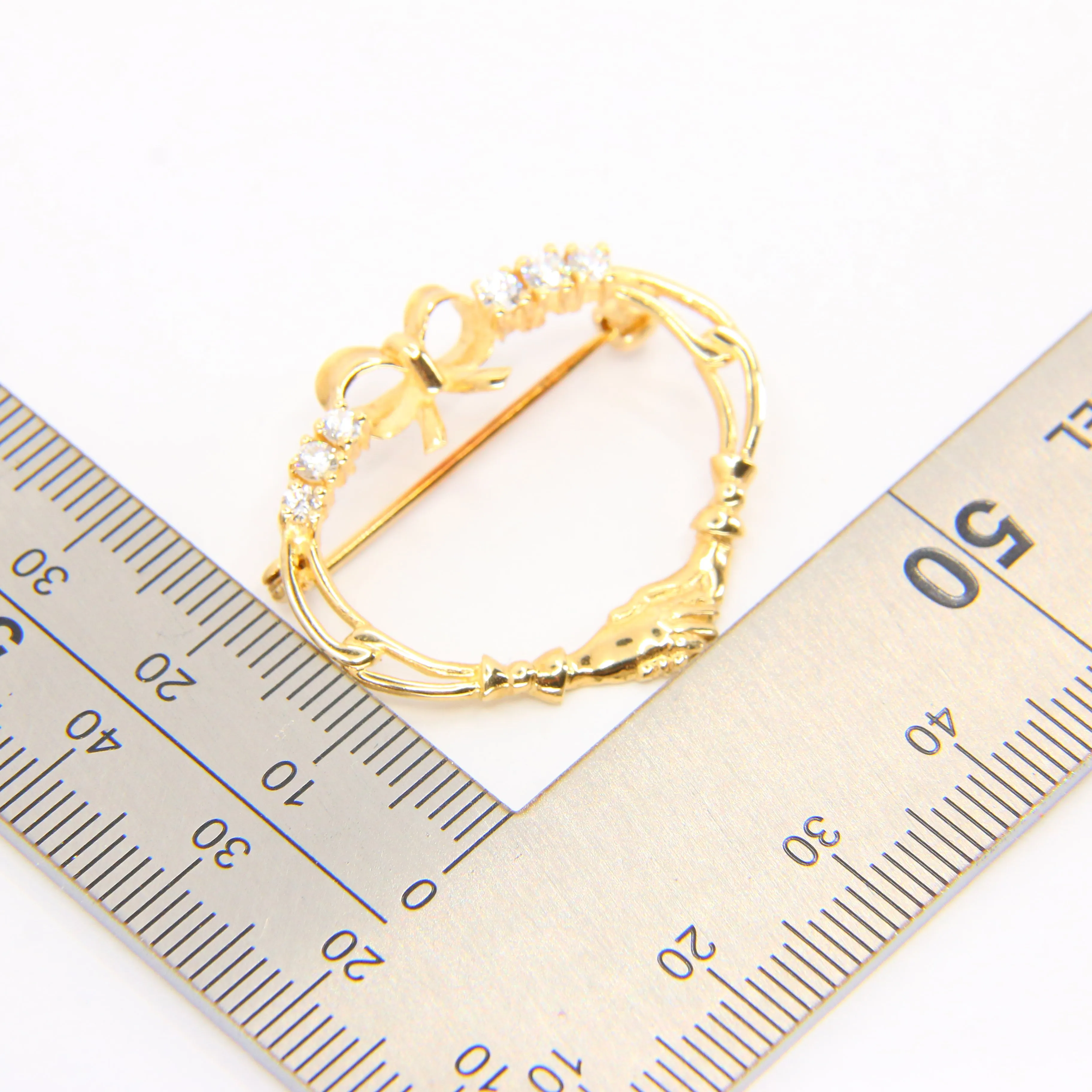 Vintage 9ct Irish Claddagh Gem Set Pin Brooch Yellow Gold Hallmarked Brooch