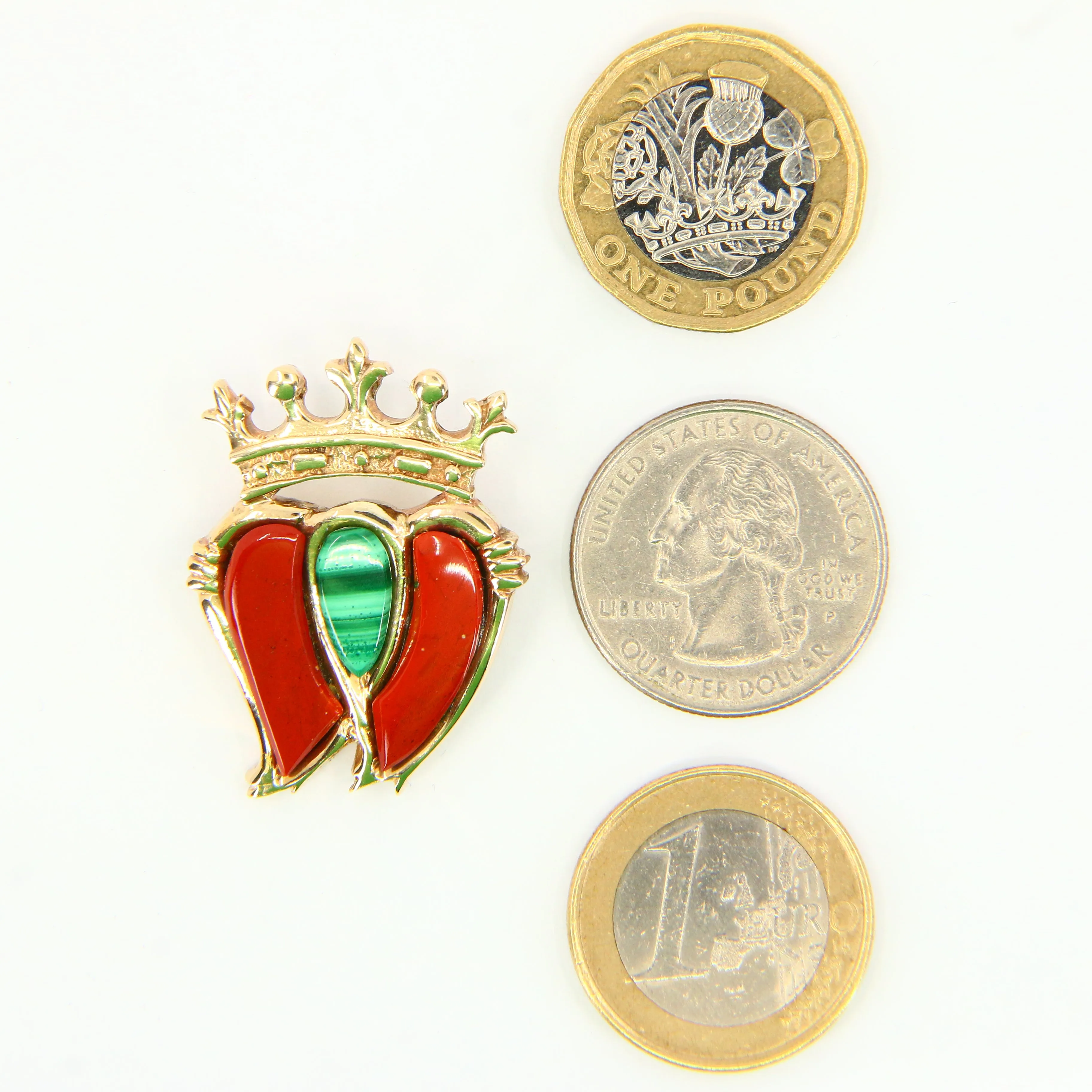 Vintage 9ct Luckenbooth Brooch Carnelian & Agate Edinburgh Hallmarked Yellow Gold Locking Heart Brooch Boxed Gift