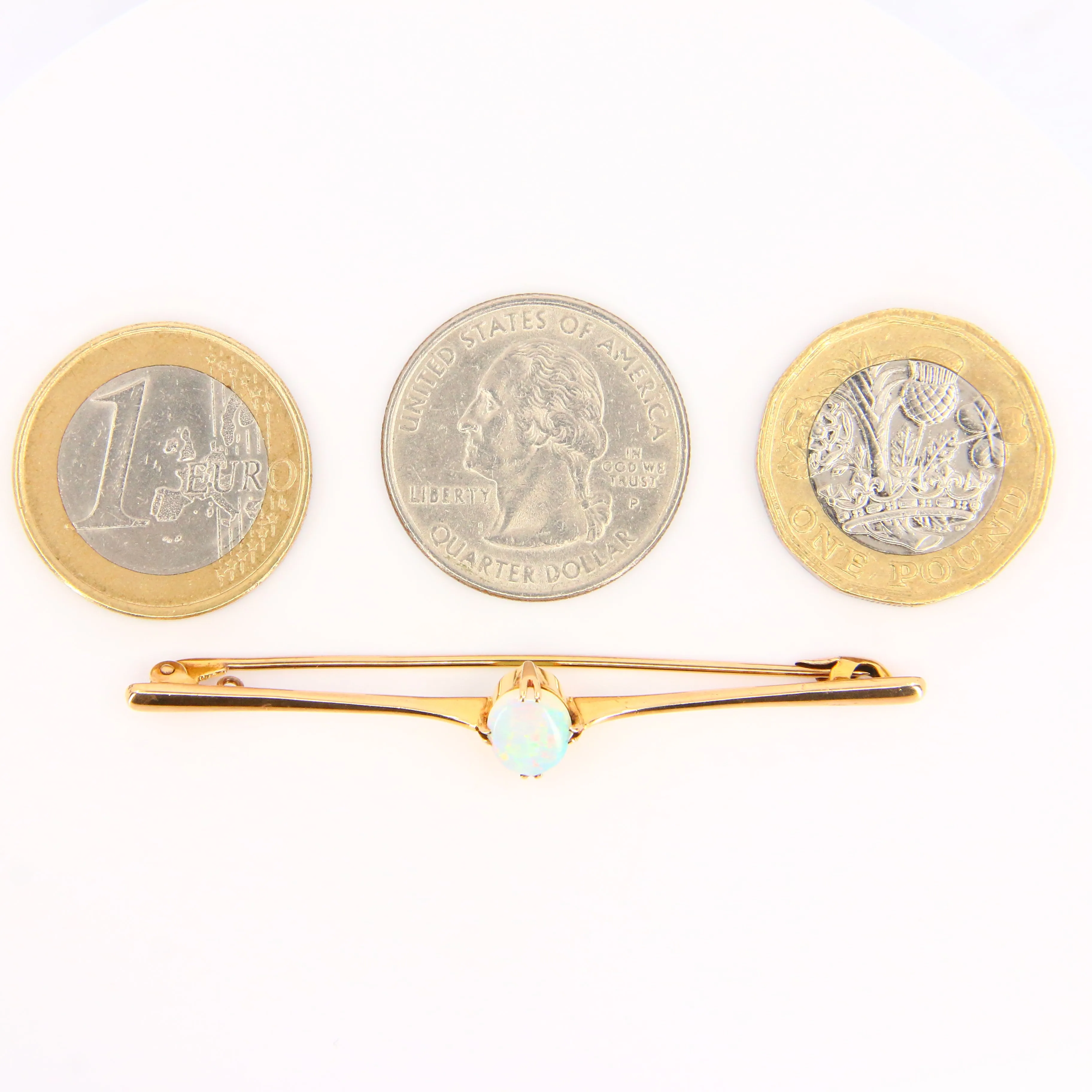 Vintage 9ct Opal Brooch 9 Carat Yellow Gold Antique Gift Boxed