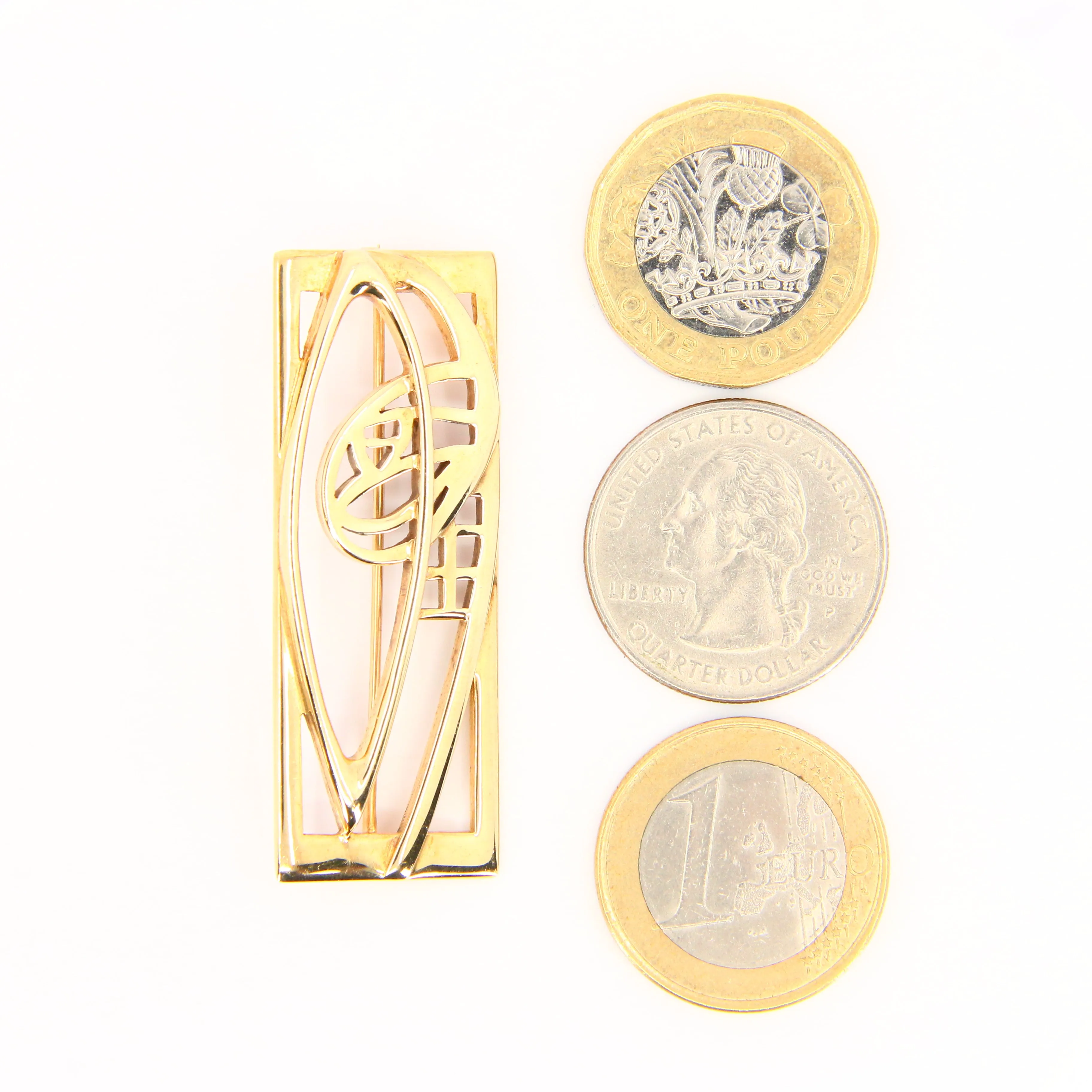 Vintage 9ct Rennie Mackintosh by Carrick Gold Brooch Hallmarked Boxed Gift