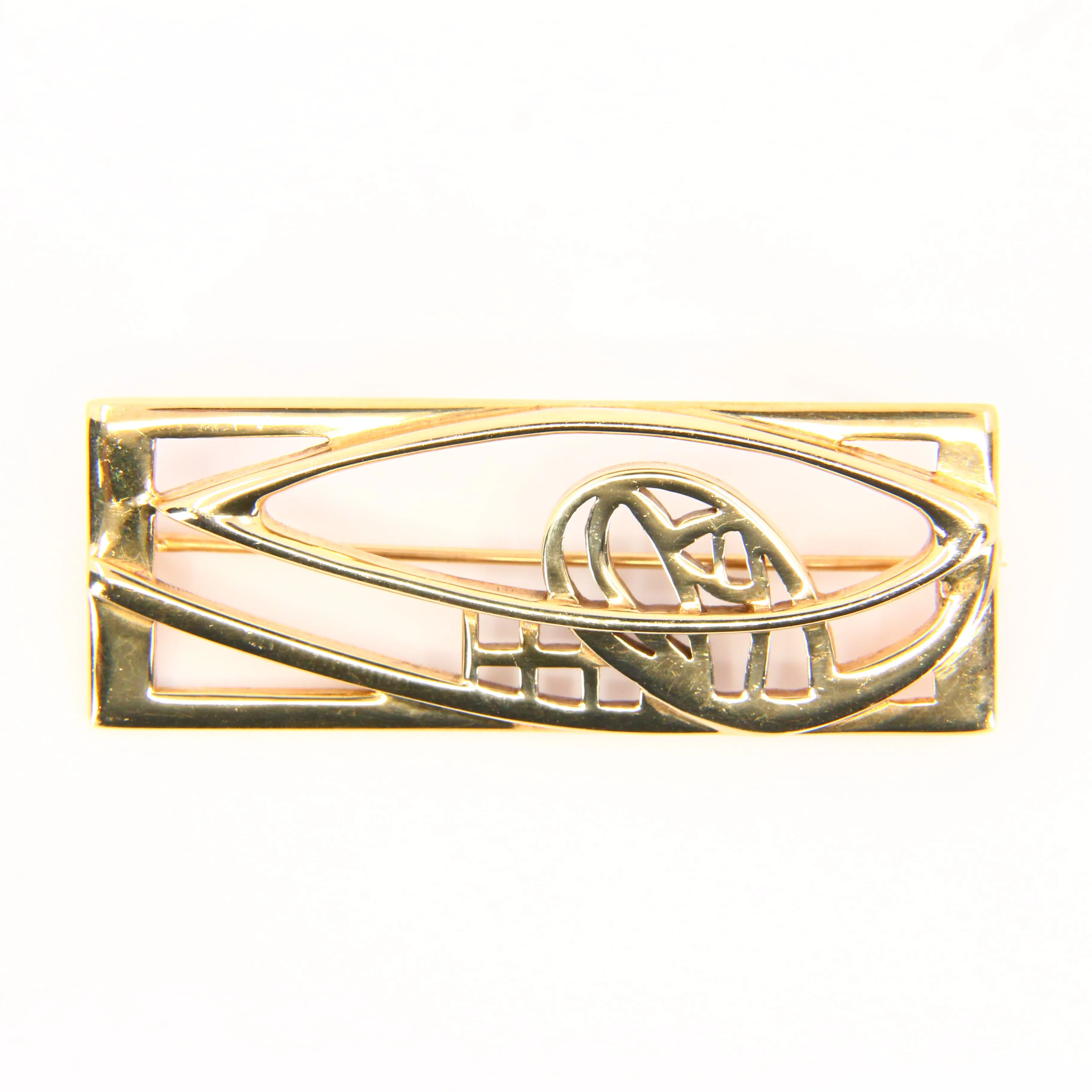 Vintage 9ct Rennie Mackintosh by Carrick Gold Brooch Hallmarked Boxed Gift