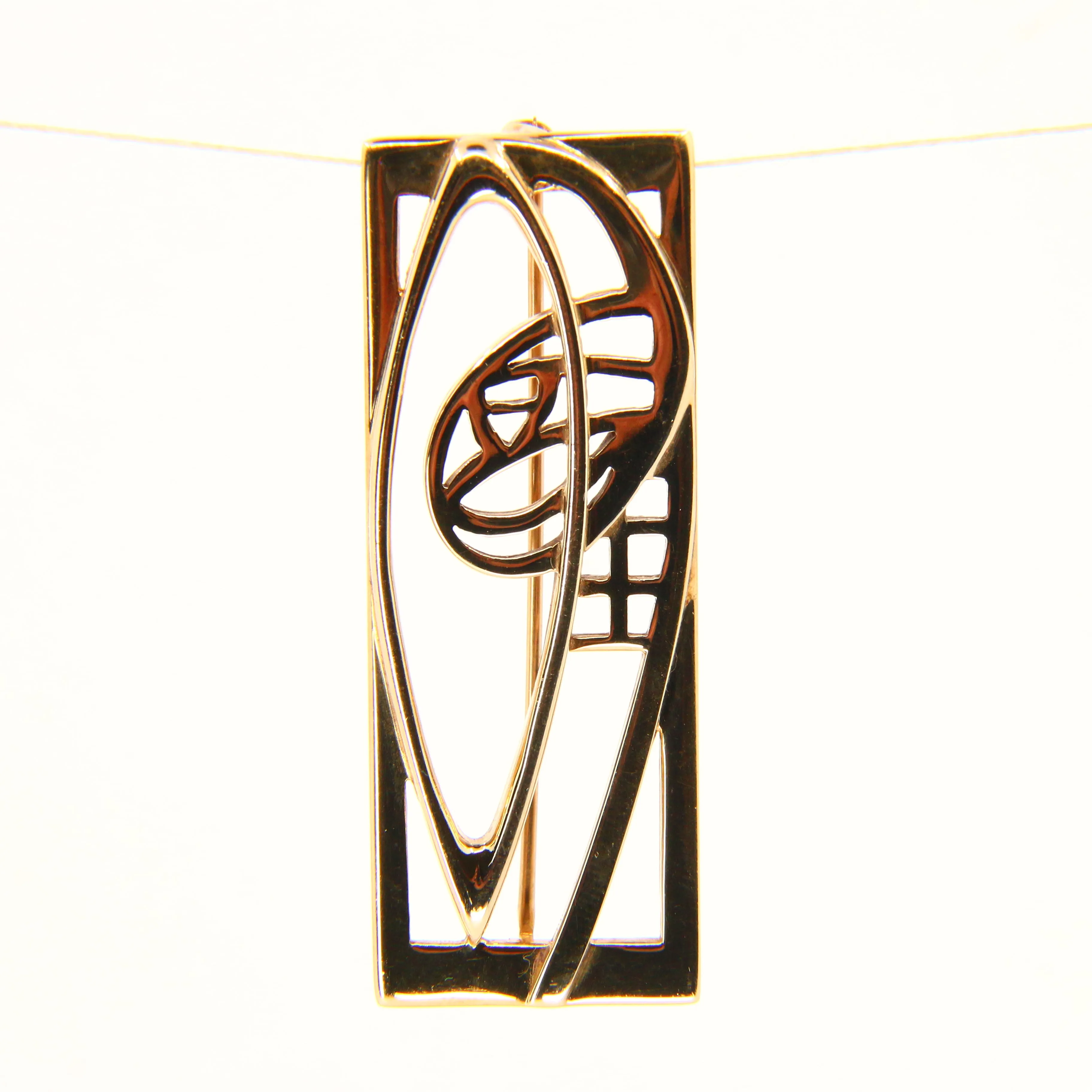 Vintage 9ct Rennie Mackintosh by Carrick Gold Brooch Hallmarked Boxed Gift