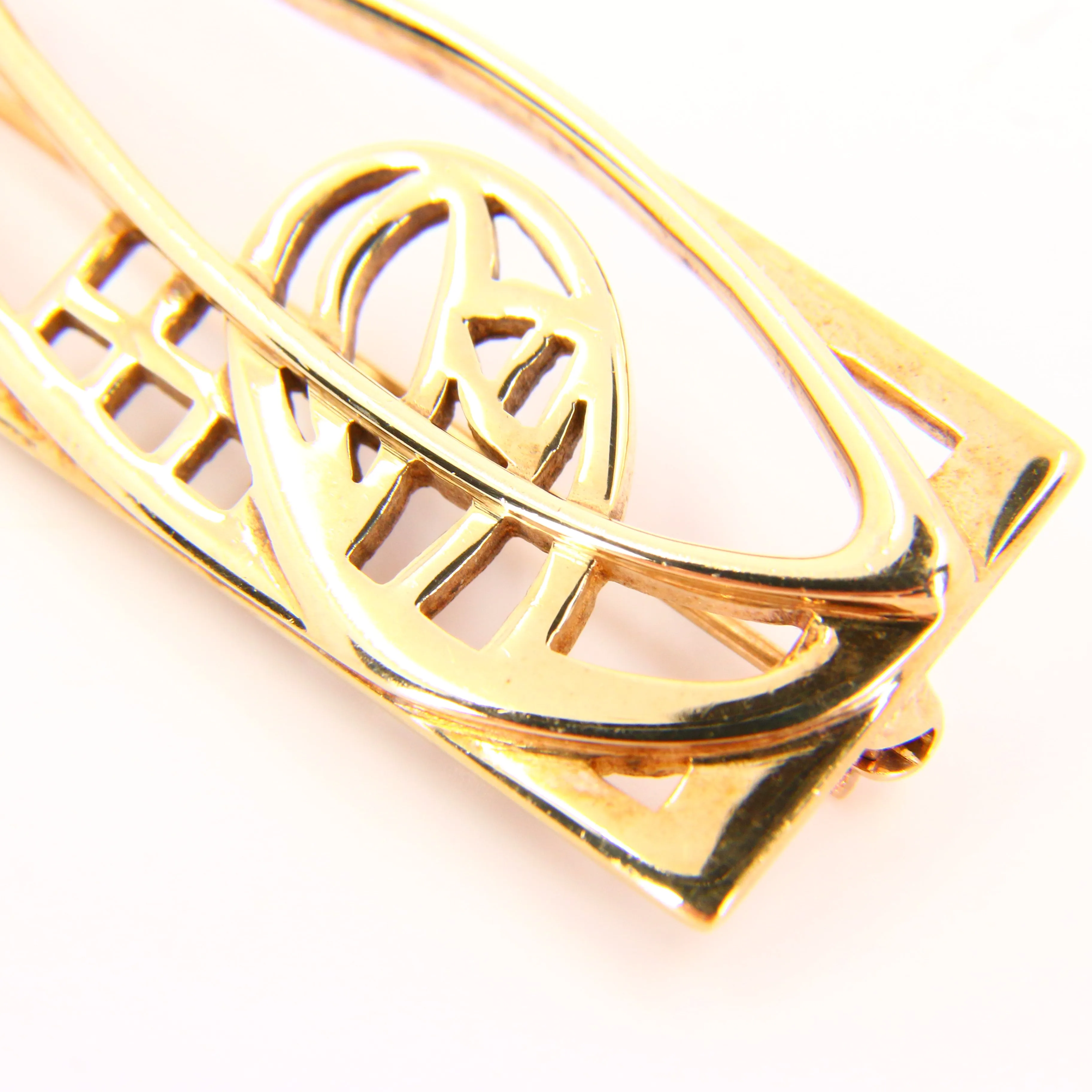 Vintage 9ct Rennie Mackintosh by Carrick Gold Brooch Hallmarked Boxed Gift