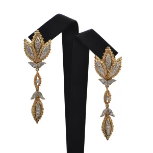 Vintage 'Birks' Diamond 2-Toned 18K Gold Earring with Removable Enhancer