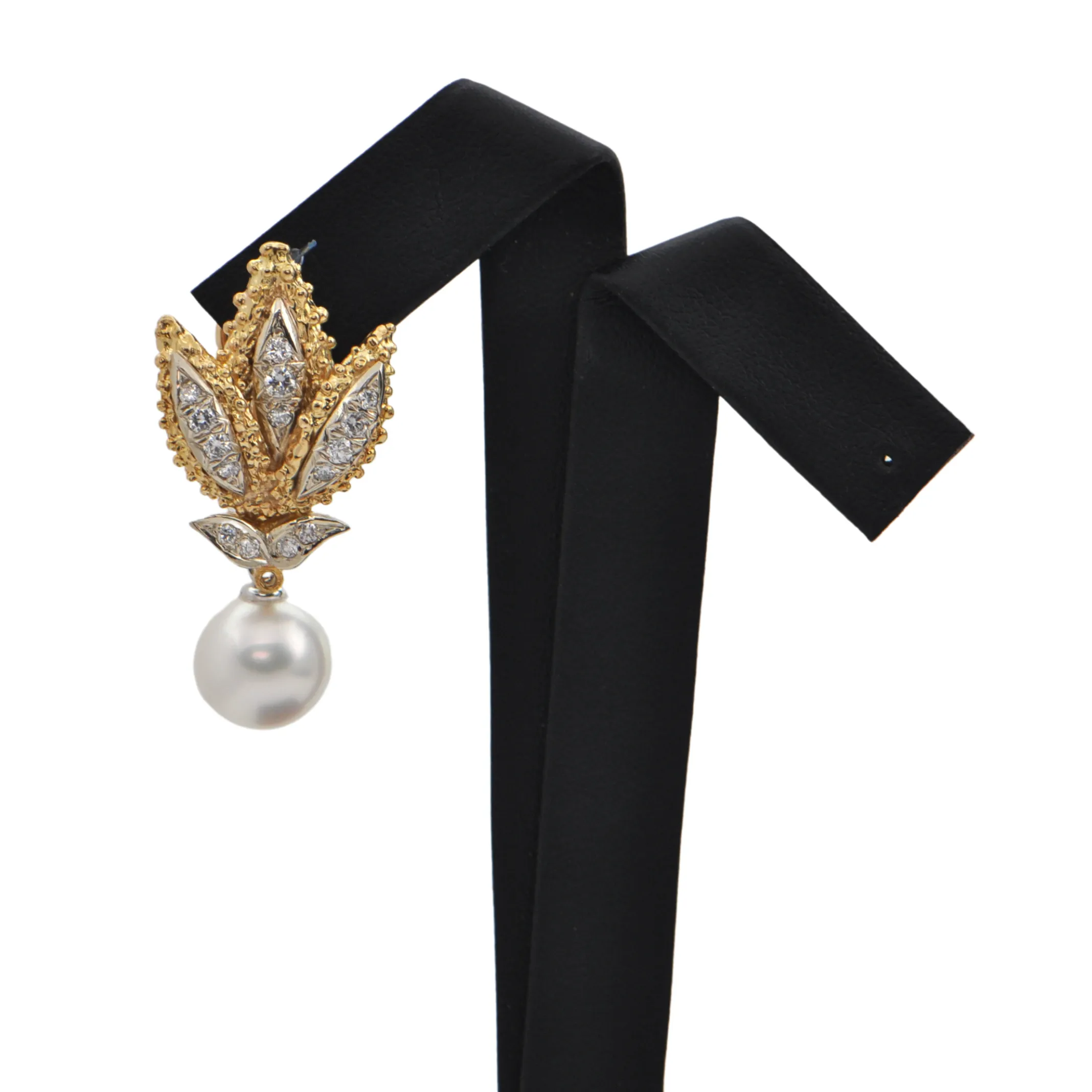 Vintage 'Birks' Diamond 2-Toned 18K Gold Earring with Removable Enhancer