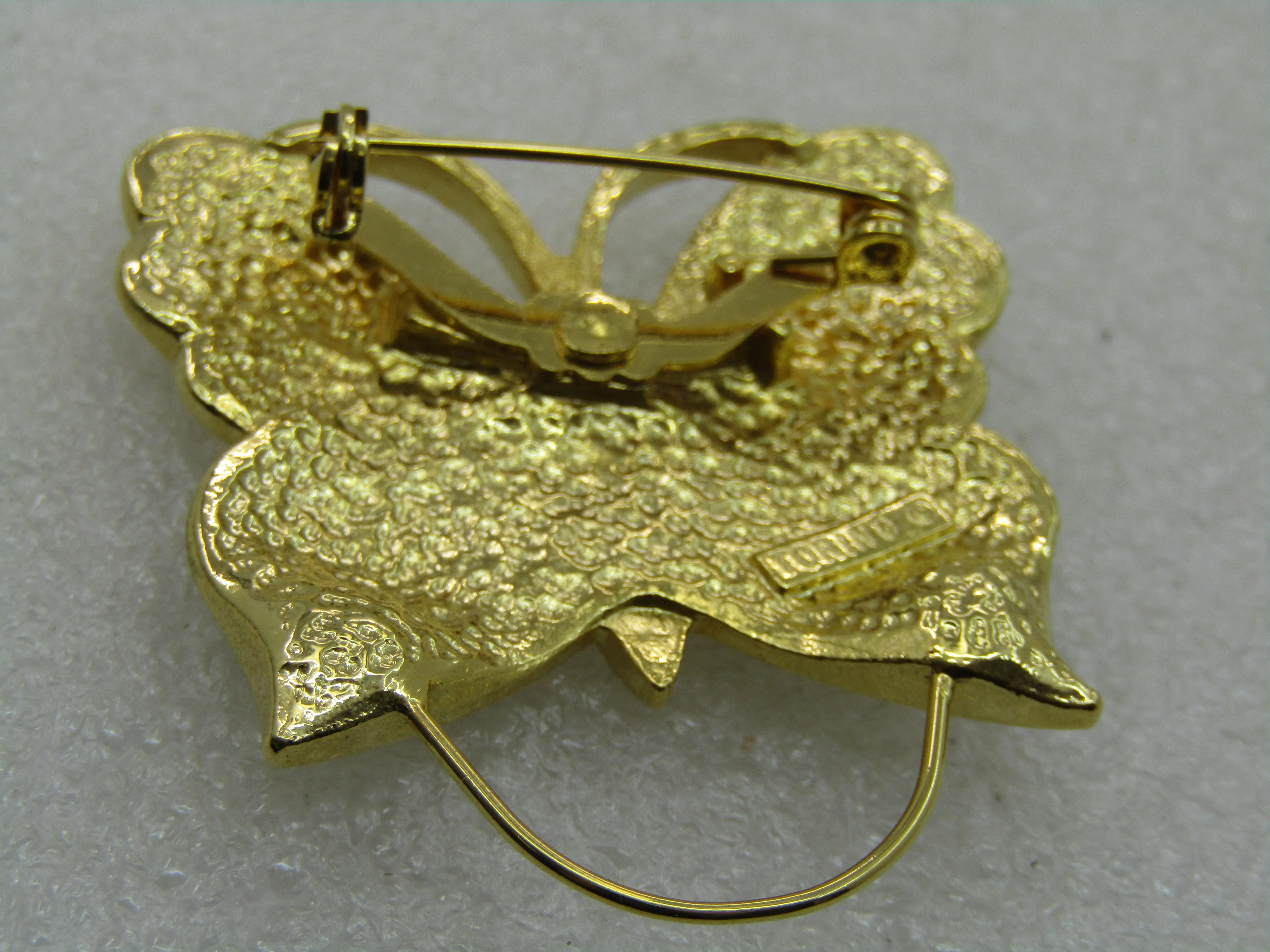 Vintage Butterfly Brooch with Drop, Signed Torino, 1970's-1980's