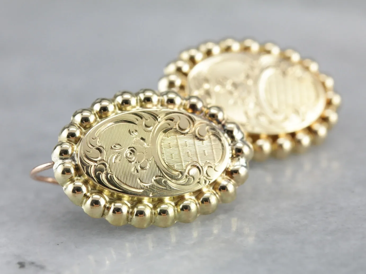 Vintage Floral Gold Drop Earrings