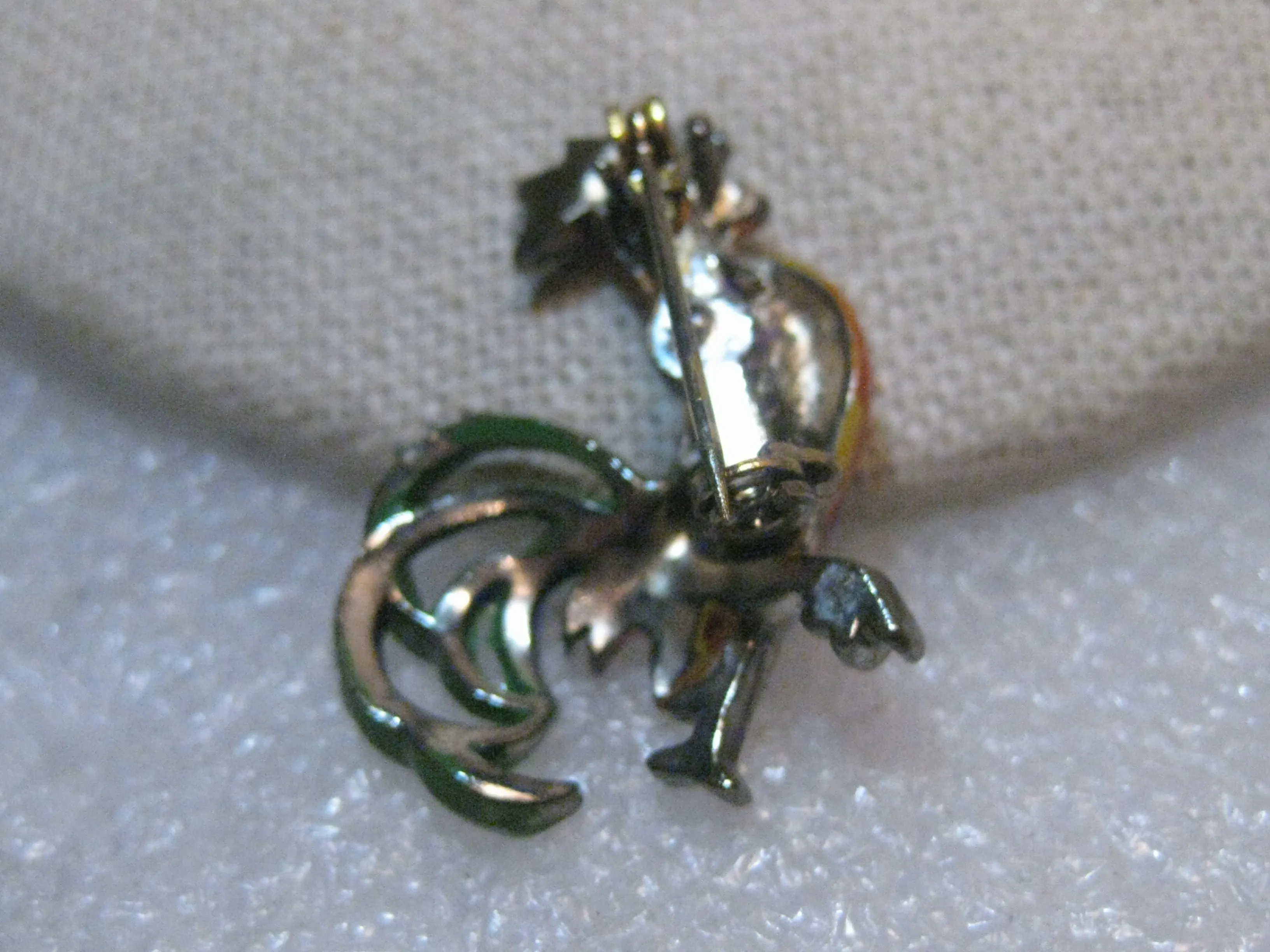 Vintage Pair Enameled Rooster Brooches, 1950's, 1.25"