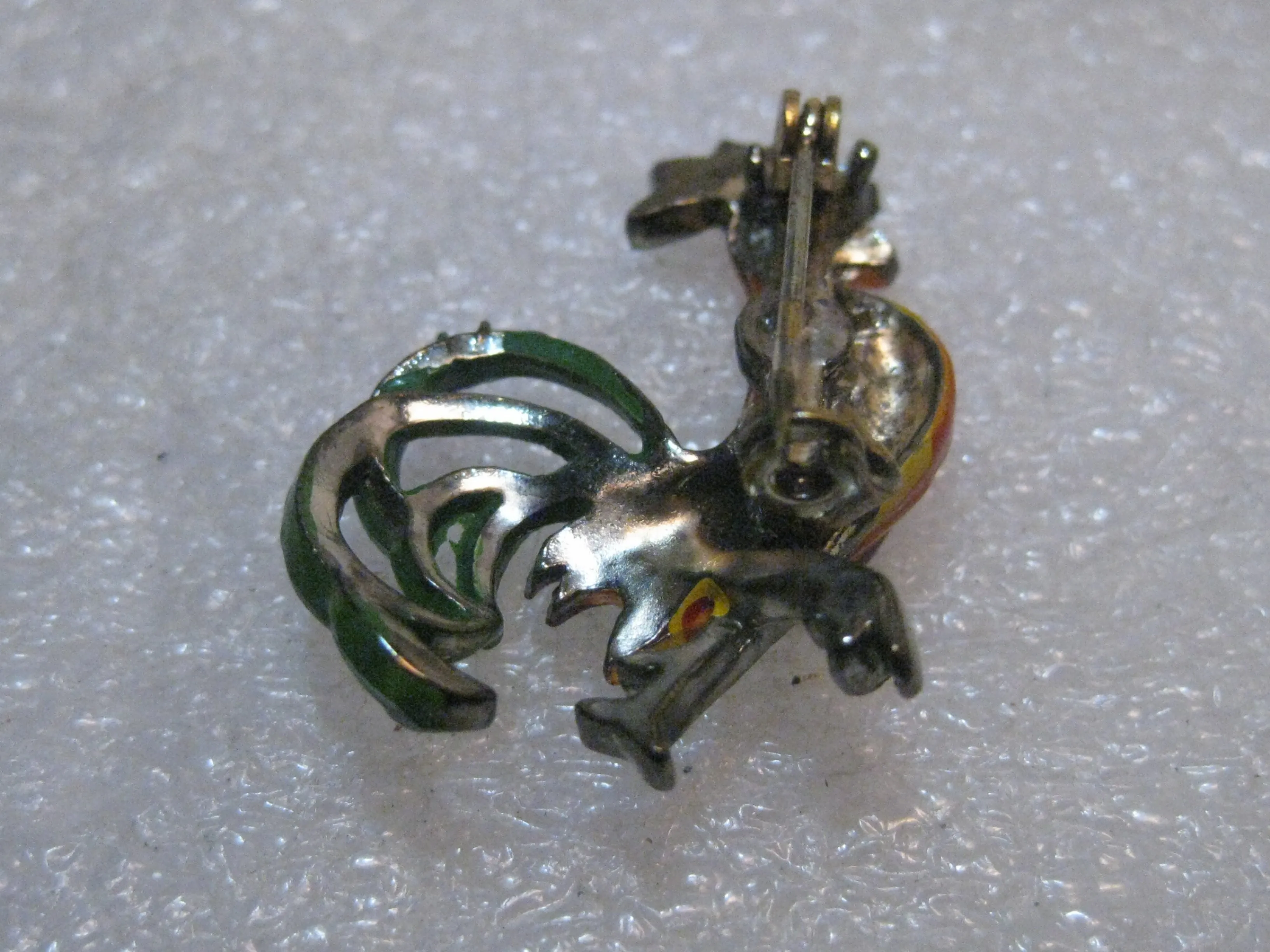 Vintage Pair Enameled Rooster Brooches, 1950's, 1.25"