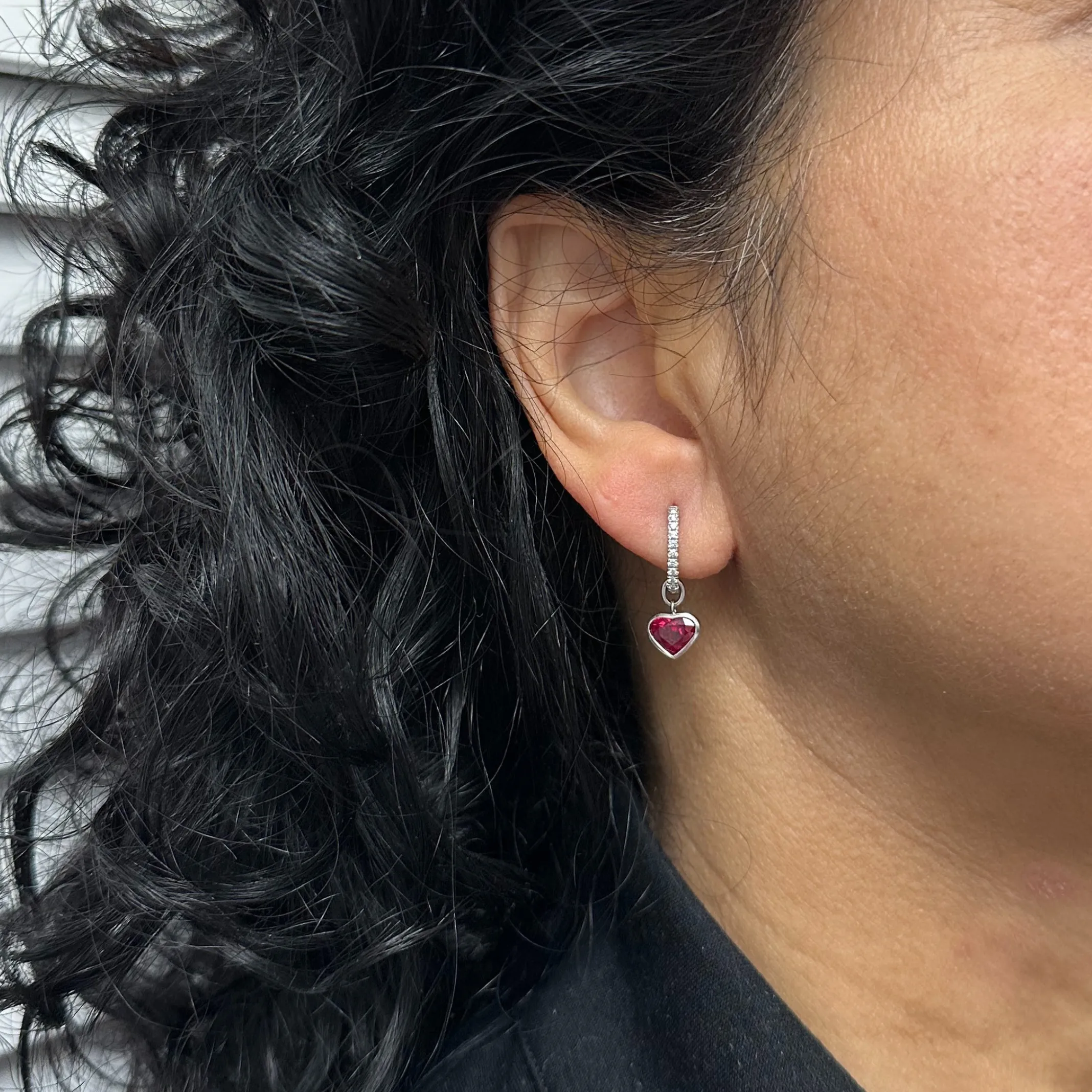 Vintage Ruby Heart 18K Gold Earring Enhancers
