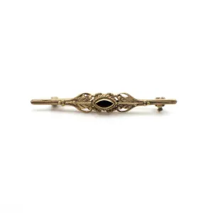 Vintage Simulated Onyx and Gold Tone Pin