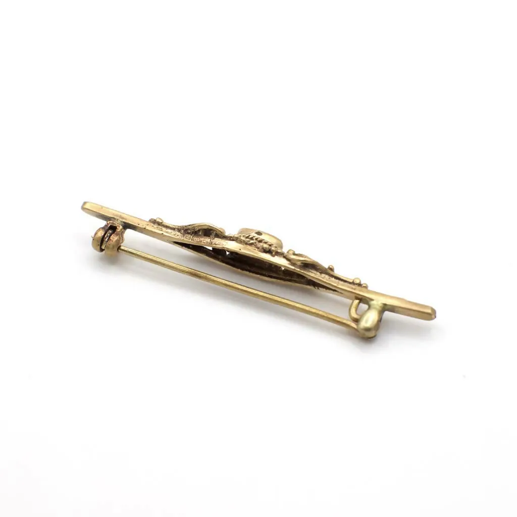Vintage Simulated Onyx and Gold Tone Pin