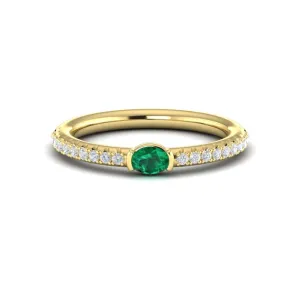 Vlora Sofia Collection Emerald and Diamond Ring in 14K Yellow Gold