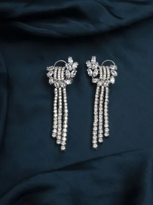 White Color Silver Plated Faux Diamond Earrings - CZEAR515