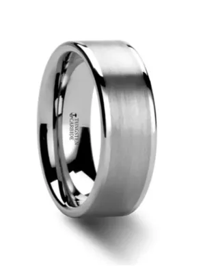 White Tungsten ??Wayne?? 8mm Brush Finish Center Wedding Band